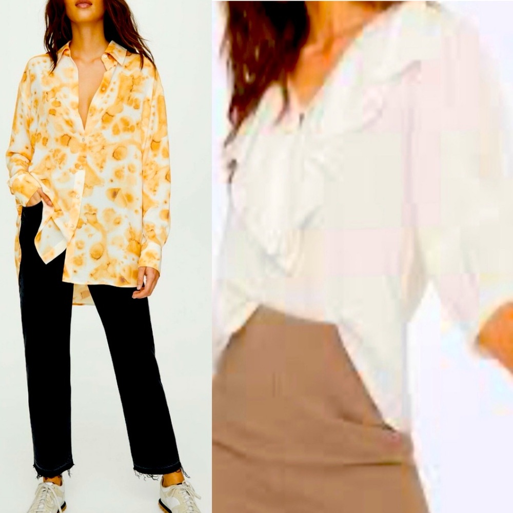 NWOT Aritza 2 Blouses Silk  Bubble  Ruffle 
Bottom Down Pattern Size XS